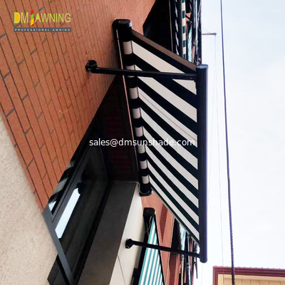 Aluminum Drop Arm Electric Retractable Window Awnings Remote Control