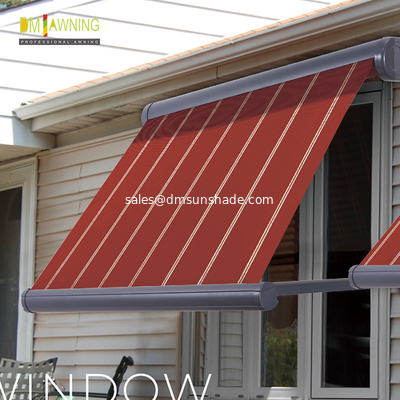 Aluminum Drop Arm Electric Retractable Window Awnings Remote Control