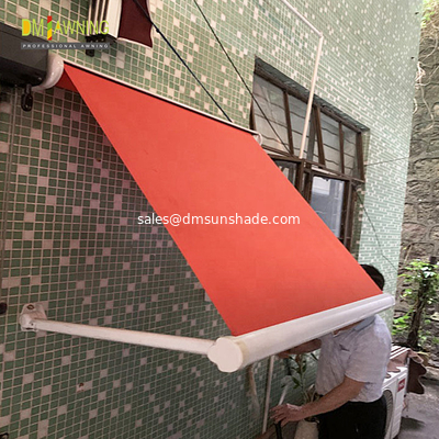 Aluminum Drop Arm Electric Retractable Window Awnings Remote Control