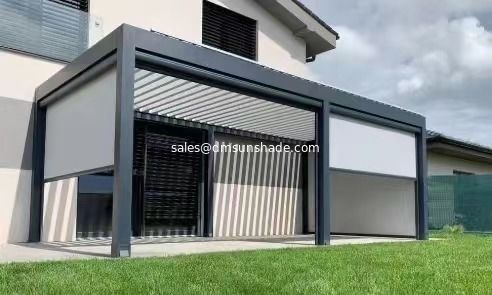 Pergola de jardin en aluminium réglable en extérieur avec fermeture à glissière étanche